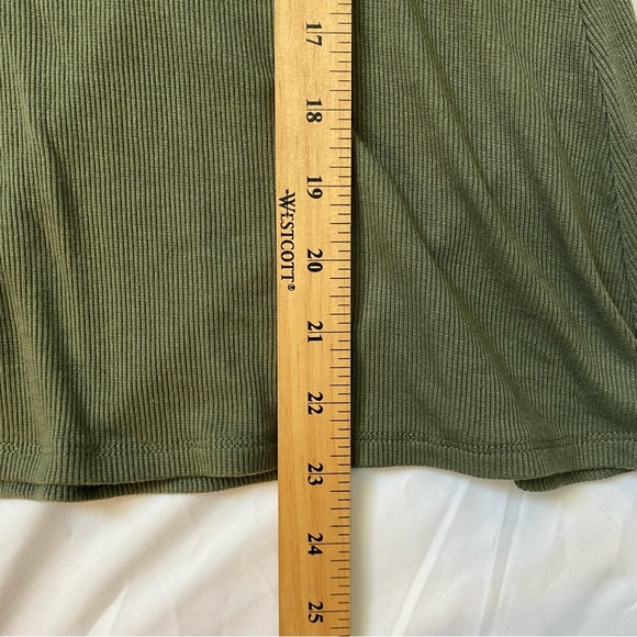 Olive Green Chic Babydoll Lace-Up Top - Picture 7 of 7